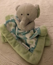 Carters Elephant Security Blanket Lovey Aqua Green Blue