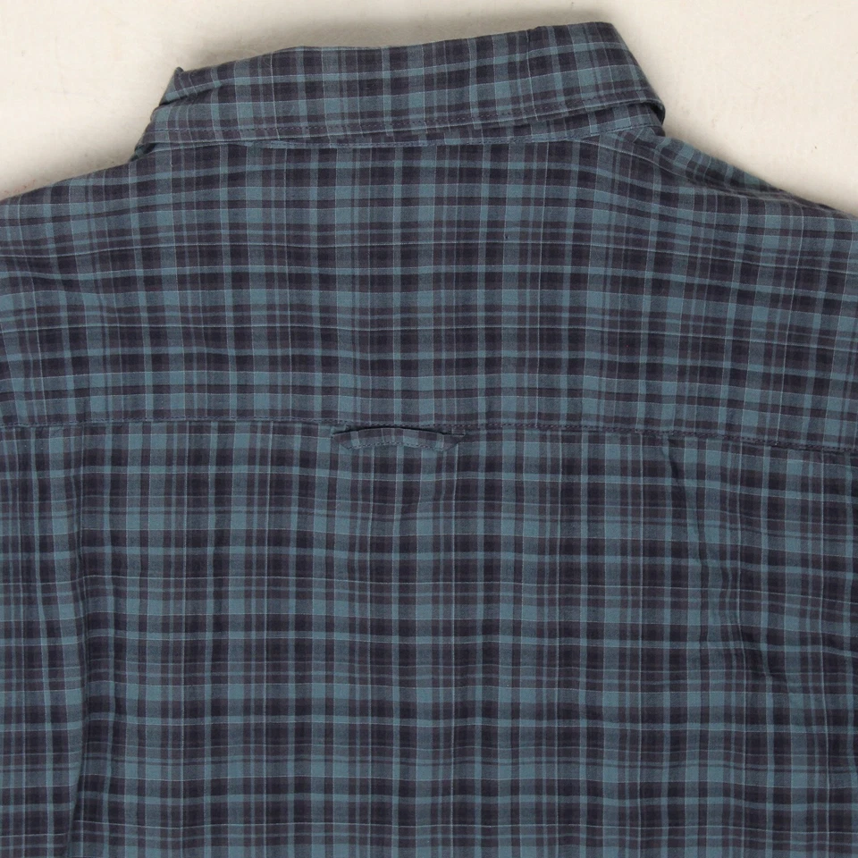 Camisa Michael Bastian Para Hombre L Gris Azul A Cuadros Algodón Cuello Abotonado Bolsillo  Foto 3 de 4