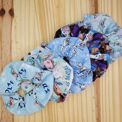 Frozen Scrunchies | Elsa | Olaf | Handmade in the USA | Premium Silicone Elastic