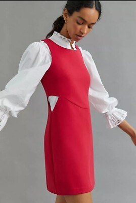 MARE x ANTHROPOLOGIE Red Cut Out Sheath Mini Dress Size XS