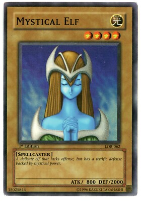 Yugioh Mystical Elf 1st Edition LOB-062 Super Rare - Legend of