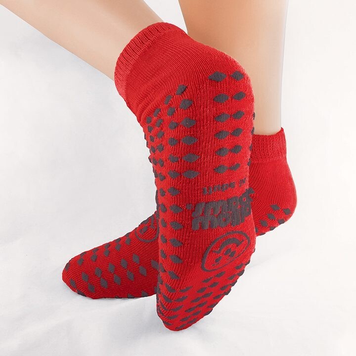 Pair Slipper Socks Pillow Paws Bariatric XXX-L RED Ankle High