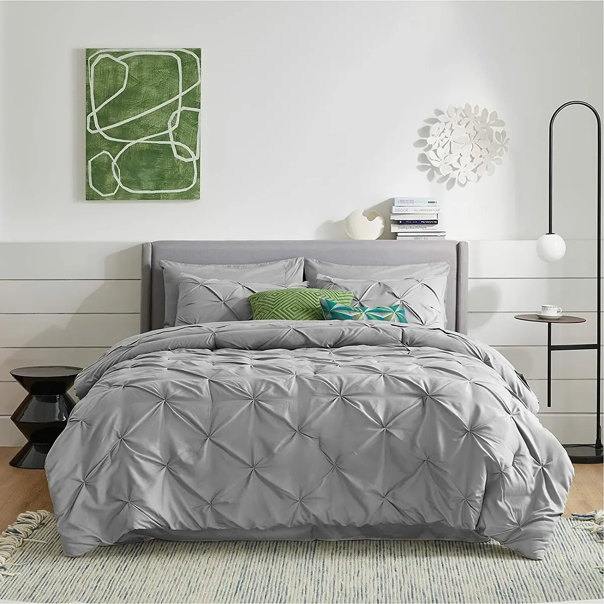 Bedsure Twin Comforter Set with Sheets - 5 Pieces Twin Bedding Sets, Pinch  Pleat Grey Twin Bed in a Bag with Comforter, Sheets, Pillowcase & Sham