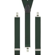 Dark British Racing Green Clip On Trouser Braces Elastic Suspenders Handmade UK