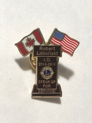 2016 Robert Littlefield I.D. Speak Up For Service USA Canada Flag Lions Club Pin