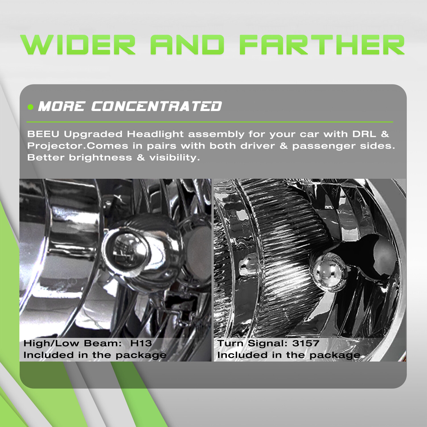 Black Bezel Headlights For 2006-2008 Dodge Ram 1500 2500 3500 Left Right Sides