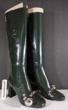 Longchamp Women's Ball & Chain Tall Leather Boot, Green, Size 39