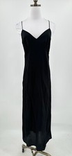 Madewell Womens Black Woven V Neck Strappy Sleeve Long Slip Dress Sz 4