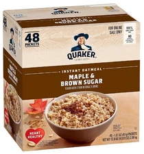 Quaker Instant Oatmeal Maple & Brown Sugar Individual Packets, 1.51 Ounce 48 ct