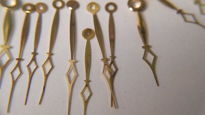 set of 10 diamond yellow watch hands. pocket watch hands variety assortment 