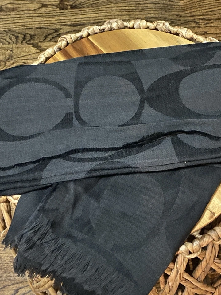 HALLAMENTO RARO Auténtico Coach Estola Chal Envoltura Firma C #C8238 NUEVO SIN ETIQUETAS ENORME 70 X 50 Foto 3 de 4