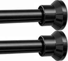 Shower Curtain Rod 2 Pack , 1" Diameter Tension Shower Rod, Black