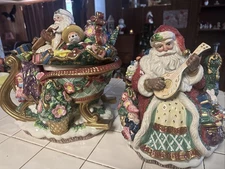 Fritz and Floyd Santa Claus Cookie Jar and Punch Bowl Set Christmas Decor