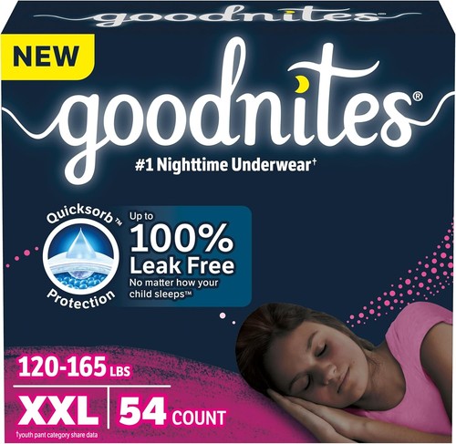Large Size Girls Bedwetting Underwear 54 Count Nighttime Incontinence Protection - Picture 3 of 11