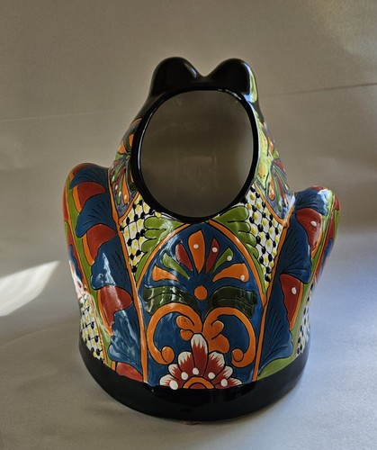 Talavera Frog Planter Large Mexican Pottery Folk Art Animal Hand Painted - Picture 7 of 18
