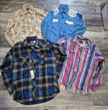 Lot 4 Vintage Western Button Shirts Pearl Snap/Wrangler/Champion Westerns Cowboy