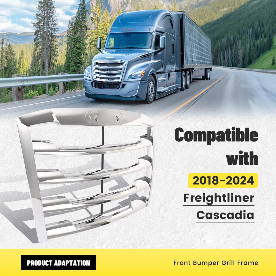 Grelha frontal cromada para Freightliner Cascadia 2018-2024 sem tela de insetos - Imagem 2 de 4