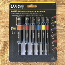 Klein Tools 32946S - 4  6 Piece Color Coded Magnetic Power Nut Setter Set -New