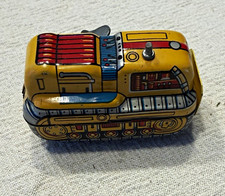 Vintage Tin Wind-Up Bulldozer Vehicle w/ Key, Made in Japan