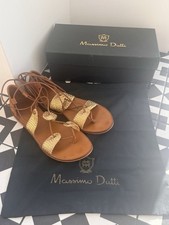 Massimo Dutti Gold & Brown Woven Lace-Up Leather Sandals EU 38 UK 5
