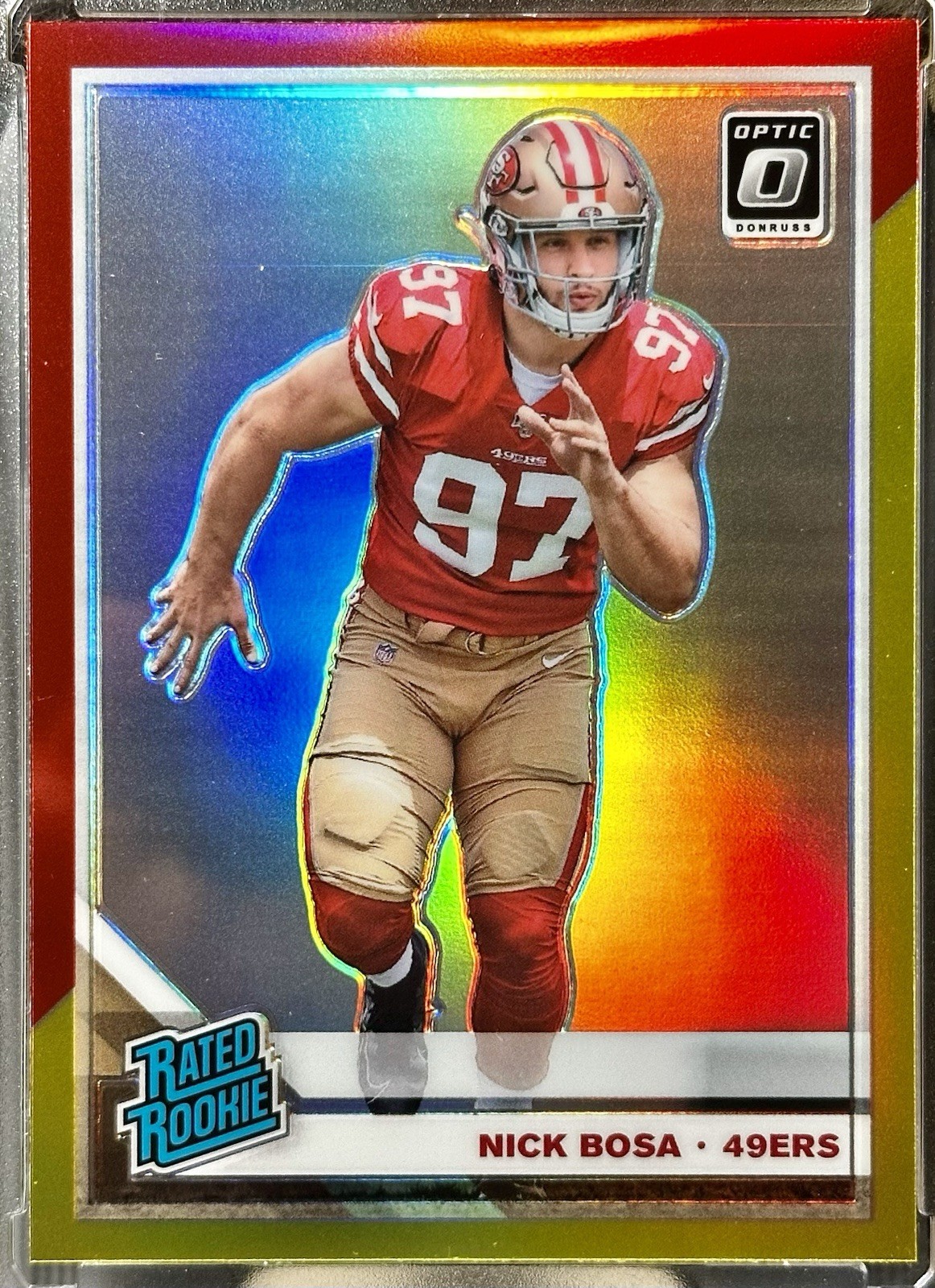 2019 Panini Donruss Optic Rated Rookie Nick Bosa #168 Red and Yellow Prizm (RC)