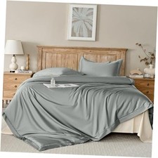100 Egyptian Cotton Duvet Cover Set 400 Thread Queen U.S. Standard Grey