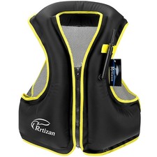 Rrtizan Inflatable Snorkel Vest for Adult, Travel Large-X-Large, Black