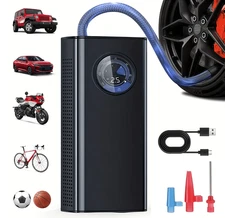 1 pc Portable Cordless Tire Inflator w/ Gauge – One-Button Smart Air Pump - NEW