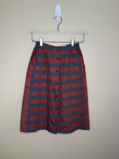 Vintage Christian Dior Sport Midi A-Line Lined Striped Skirt Size M