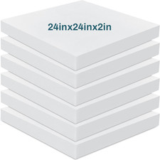 6 Pack 2" X 24" X 24" Upholstery High Density Foam Cushion White Square Seat Rep