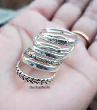 925 Sterling Silver Rings, Set Of 6 Rings silver midi ring,Handmade Bo All size
