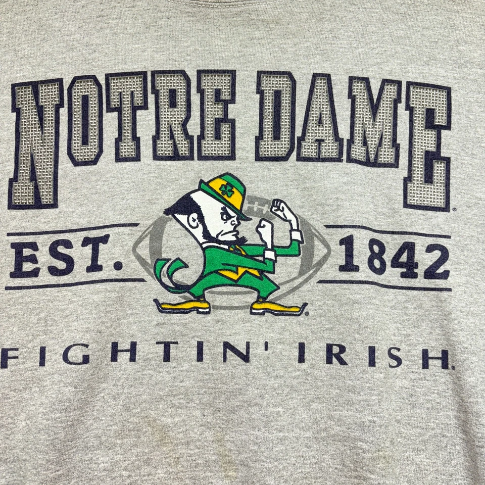 Vintage Notre Dame Fighting Irish Sweatshirt Mens XL Gray Pro Player NCAA - Image 2 of 4