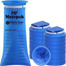 MP MOZZPAK Vomit Bags Disposable 50 Pack - 1000ml Emesis Bags, Leak-Proof Barf B