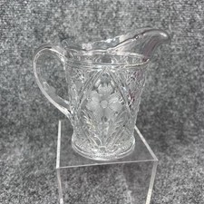 EAPG Indiana Glass ING13 Creamer Small Pitcher Daisy Floral Vintage 4.75? Tall