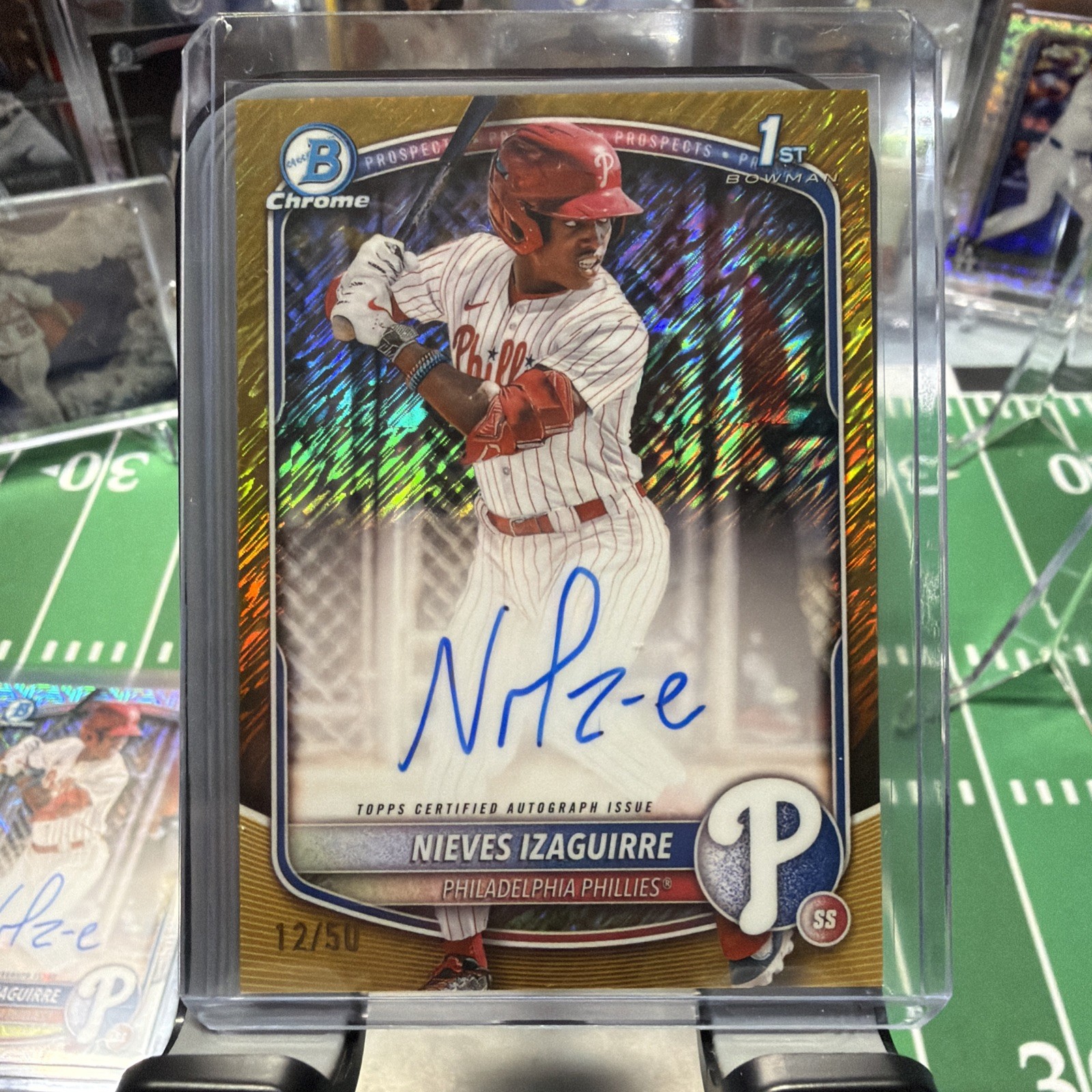 2025 Bowman Chrome Nieves Izaguirre 1st Bowman Auto Gold Shimmer 12/50