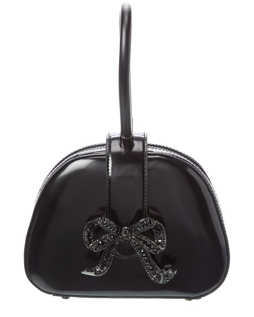 Женская мини-сумка с верхней ручкой из кожи с автопортретом черная 63990₽