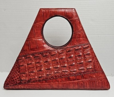 Hoaca Saigon Vietnam triangle-shaped crocodile leather Hand bag