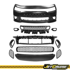 Fits 15-23 Charger 19 SRT Hellcat Style Front Bumper Cover W/ Fascia Applique PP