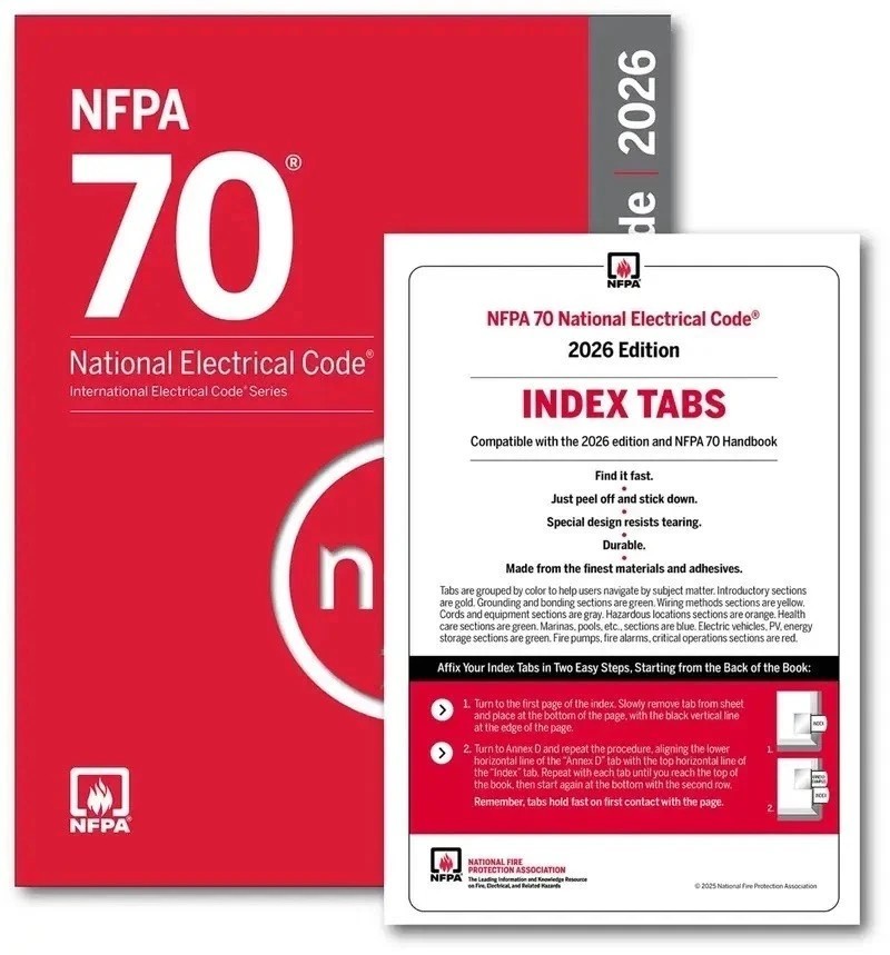 NFPA 70, National Electrical Code NEC 2026 WITH INDEX TAB