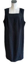 chadwicks Women 20W Black Striped Sleeveless  Square Neck Sheath Dress VV