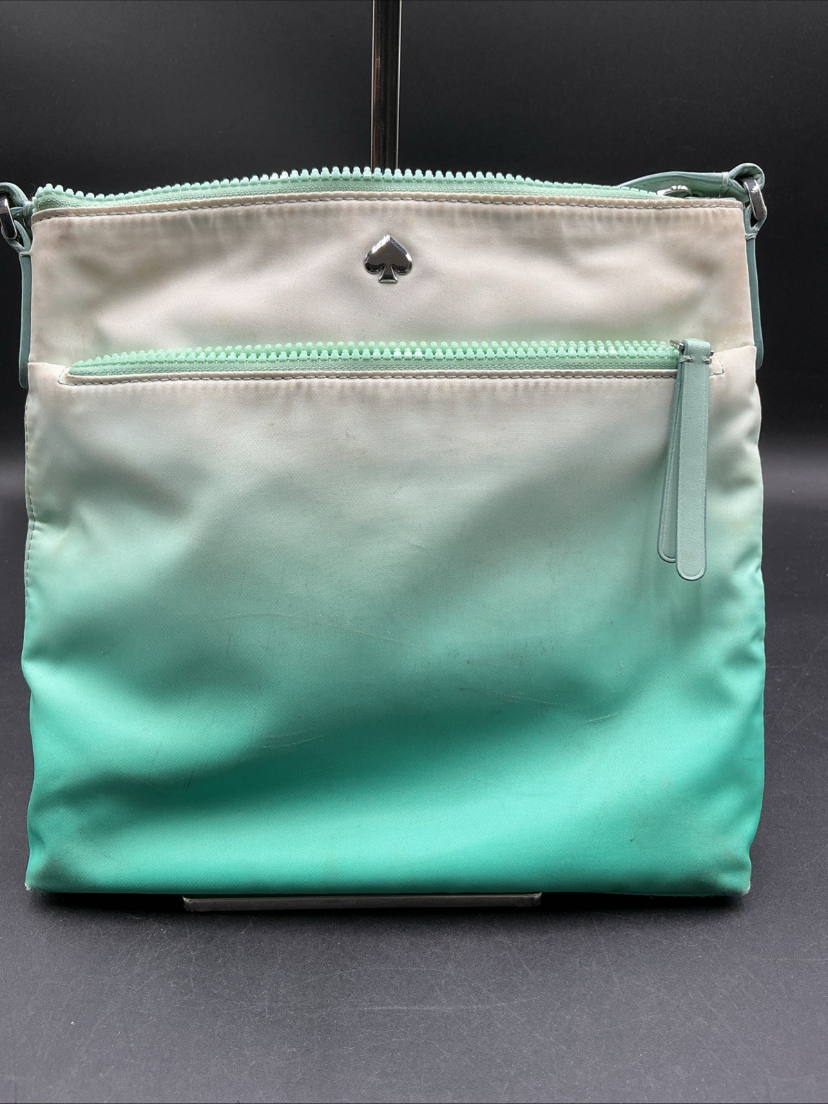 Kate Spade Jae Degrade Ombre Fiji Green Nylon Flat Crossbody Purse