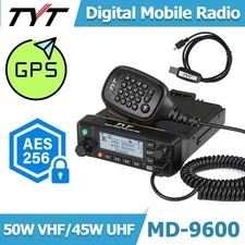 TYT MD-9600 DMR 50W Mobile Radio GPS AES256 Encrypted Dual Band Transceiver