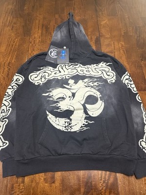 Black & White HELLSTAR Records  OM  Graphic Print Pullover Hoodie