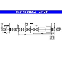 Bremsschlauch ATE 24.5144-0455.3 FüR Fiat Peugeot CitroëN Scudo Expert Tepee
