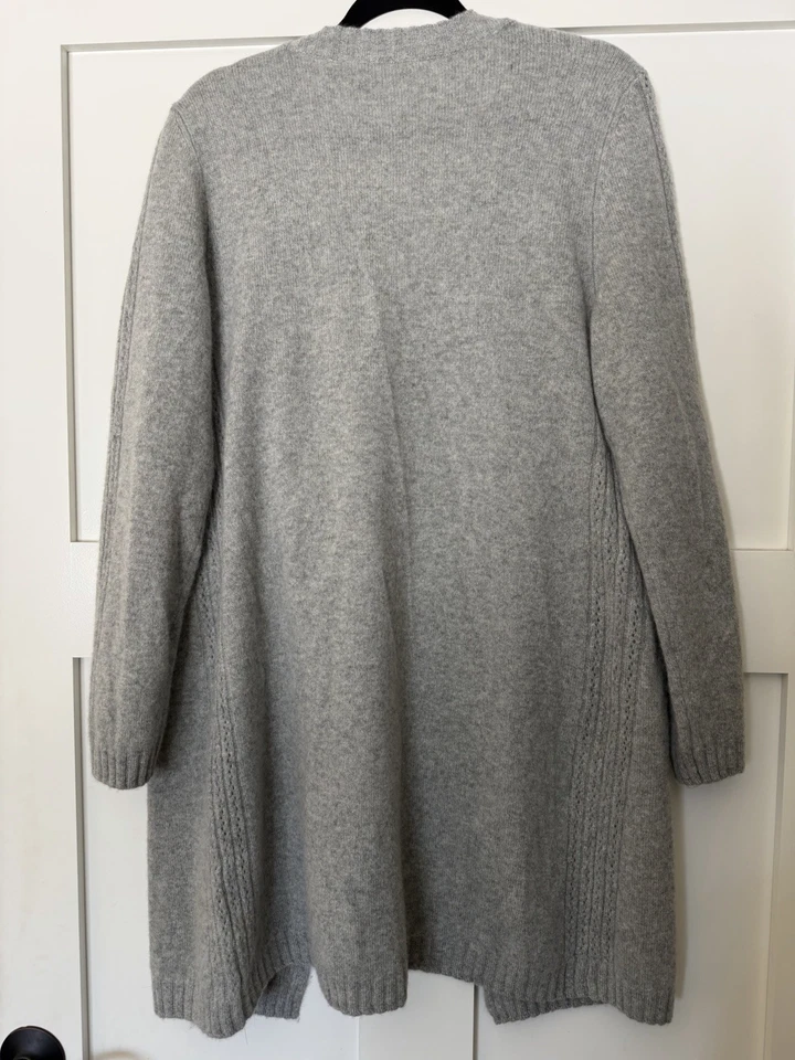 Cárdigan gris 100 % cachemir Soft Surroundings nuevo con etiquetas talla M largo abierto al por menor $220 Foto 2 de 4