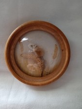 H E Hervey  RMS 3  inch Diorama of a Harvest Mouse, Signed