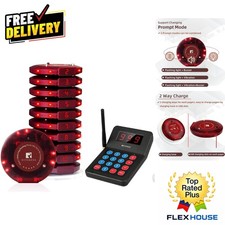 10-Pager Restaurant Order Ready Buzzer with Rechargeable Battery Call Records