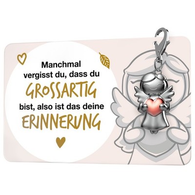 ''Beste Freundin'' Schutzengel Schlüsselanhänger mit Herz und Geschenkkarte