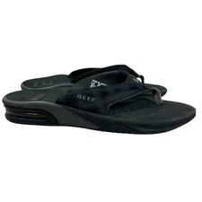 Reef Sandals Womens 7 Mens 5 Black Fanning Bottle Opener Coastal Beach