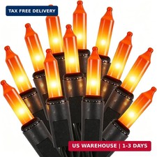 Orange Halloween Lights, 100 Count, Incandescent Mini Halloween String Lights Ou